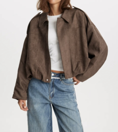 Unika suede jacket donkerbruin