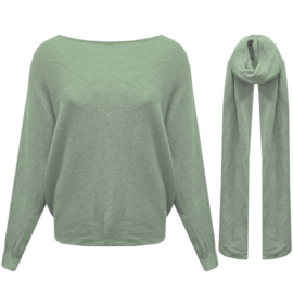 Fijn gebreide vleermuis trui met sjaal - verschillende kleuren