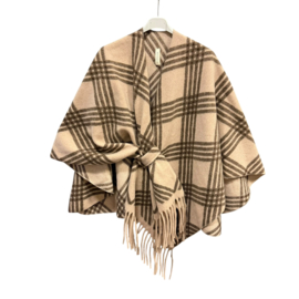 Poncho ruit ecru