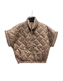 ​Doorgestikte bodywarmer  Mila - Taupe