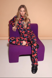 Ambika Elin bordeaux bloemenprint flared broek