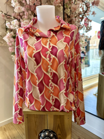 Musthaves by Elja travelblouse Feline oranje/roze