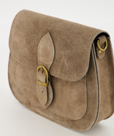 Crossbody suede tas Sola - Taupe
