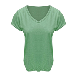 T-shirt V-hals Washed groen