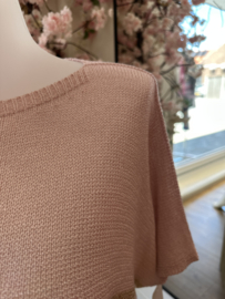 Gehaakte top met streep detail en lurex - roze