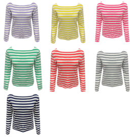 Fijn gebreide trui met boothals  - verschillende kleuren