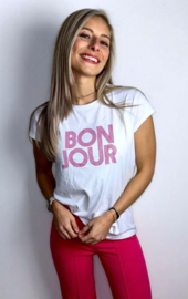 Bonjour t-shirt - roze