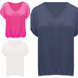 Oversized satijnen V-hals top - wit