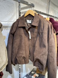 Unika suede jacket donkerbruin