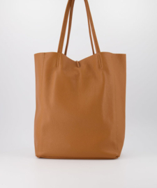 Echt leren mini shopper Cognac