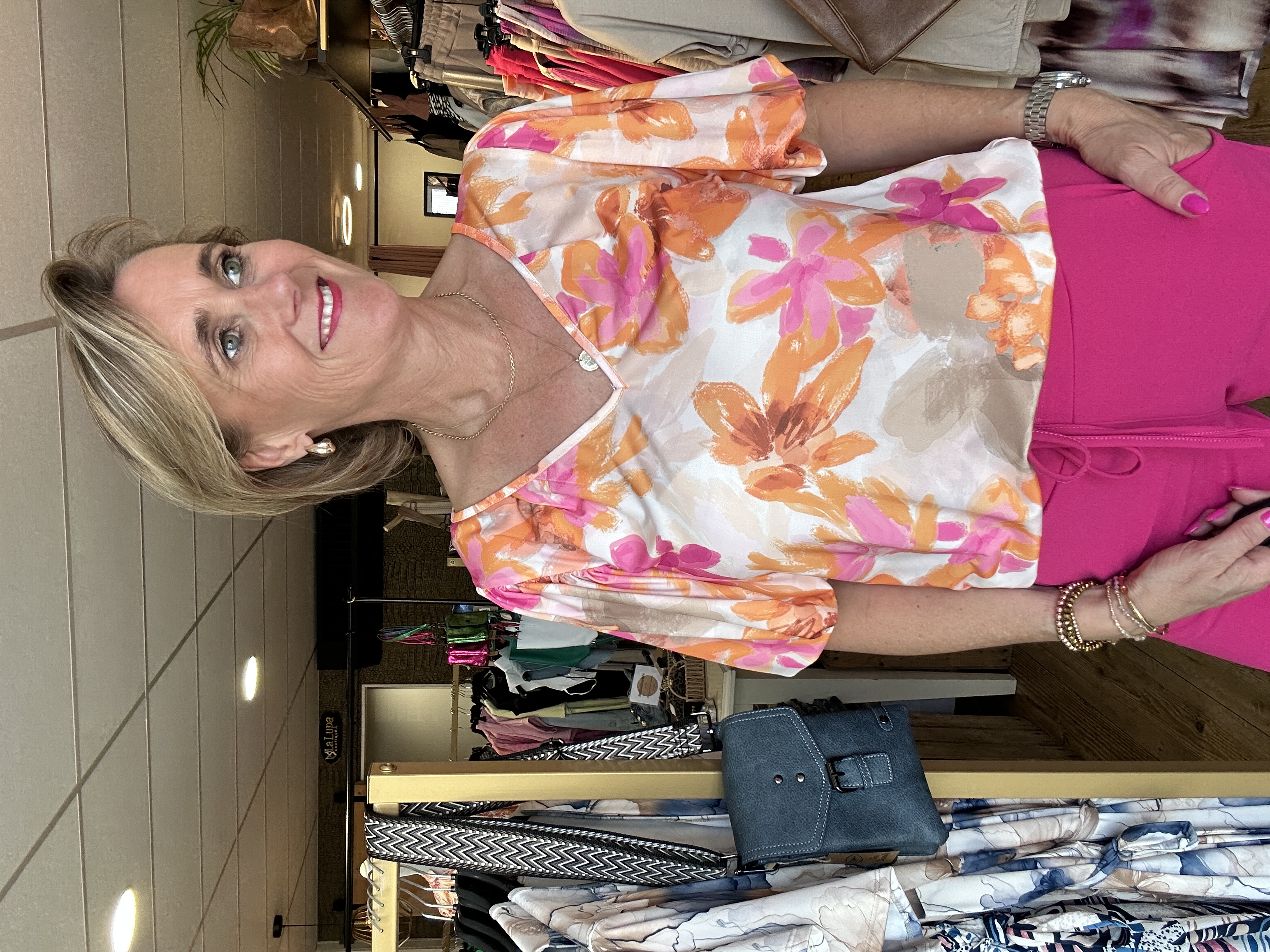 IZ NAIZ shirt puff flower orange 3933