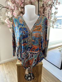Travel top met steentjes - orange
