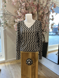 Vera Jo blouse zwart/wit Retro
