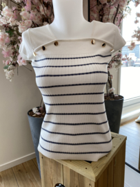 Capsule top Bretonse streep donkerblauw