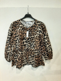 Je T'aime blouse met strikjes Leopard