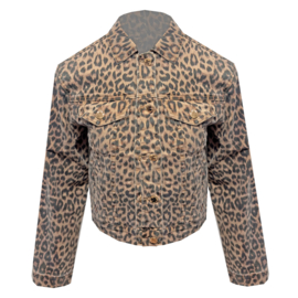 Jewelly jeansjasje met leopardprint 8135