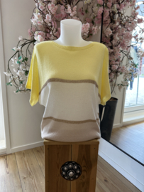 Gehaakte top met streep detail en lurex - geel