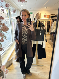 Fijngebreid lang vest  - Bruin