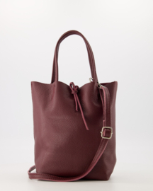Echt leren mini shopper bordeaux