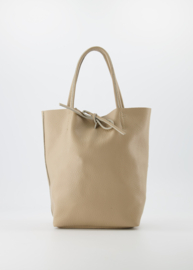 Echt leren mini shopper Taupe