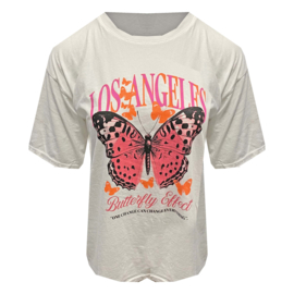 T-shirt Mooij Los Angeles Butterfly wit