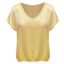 Oversized satijnen V-hals top - geel