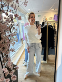 Toxik 21299 wide leg high waist met dubbele knopen design -grijs
