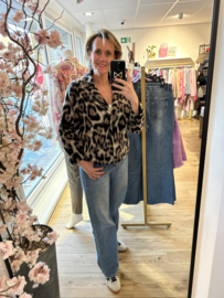 Oversized jas met leopard print - gevoerd