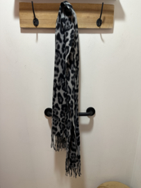 Sjaal leopard print - grijs