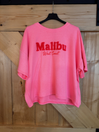 Sweater Malibu met korte mouw - neon roze