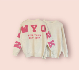 New York trui - wit/roze