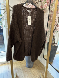 Ambika grof gebreid vest - choco
