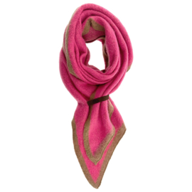 Sjaal FEM  rand- roze/camel