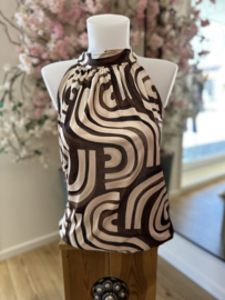 Haltertop bruin print