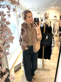 Bodywarmer faux fur taupe maat 42/44
