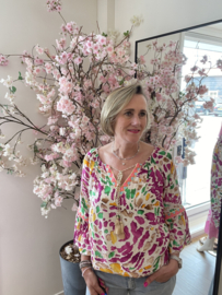 Musthaves by Elja ibiza blouse magenta/groen/geel