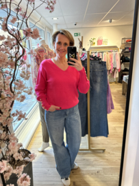 Kilky fuchsia roze trui met manchetten