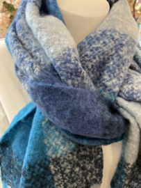 Blokprint sjaal 5 (azuurblauw)