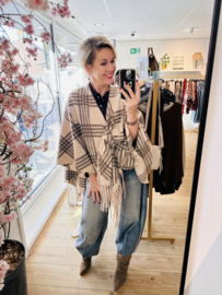 Poncho ruit ecru