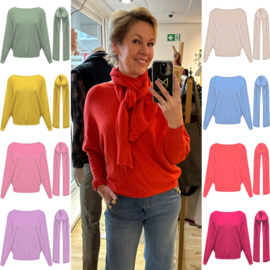 Fijn gebreide vleermuis trui met sjaal - verschillende kleuren