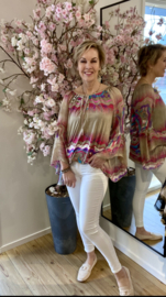Trois Ka blouse in fuchsia/paars/camel