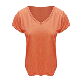 T-shirt V-hals Washed oranje
