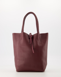 Echt leren mini shopper bordeaux