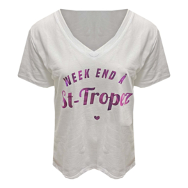 T-shirt St Tropez paars metallic
