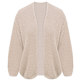 Grof gebreid vest met pofmouw - Beige