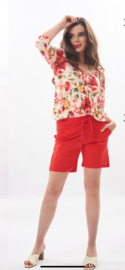 IZ NAIZ V-hals blousetop flower fuchsia 3418
