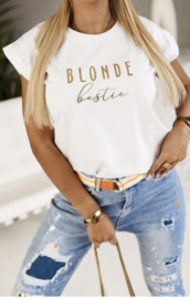 T-shirt Blonde bestie - wit