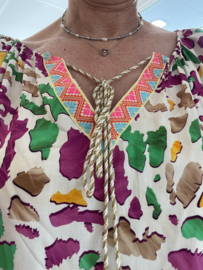 Musthaves by Elja ibiza blouse magenta/groen/geel