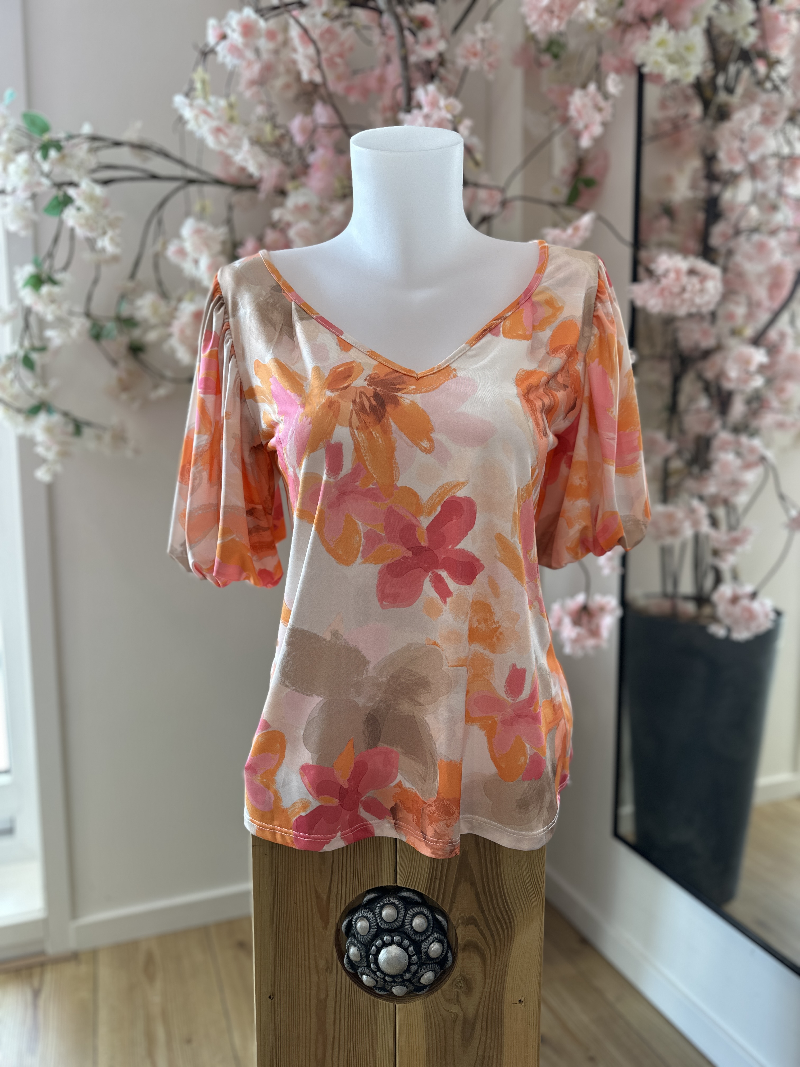 IZ NAIZ shirt puff flower orange 3933