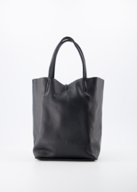 Echt leren mini shopper Zwart
